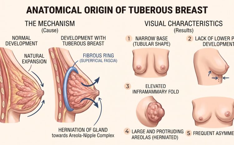 Anatomical origin of tuberous breast